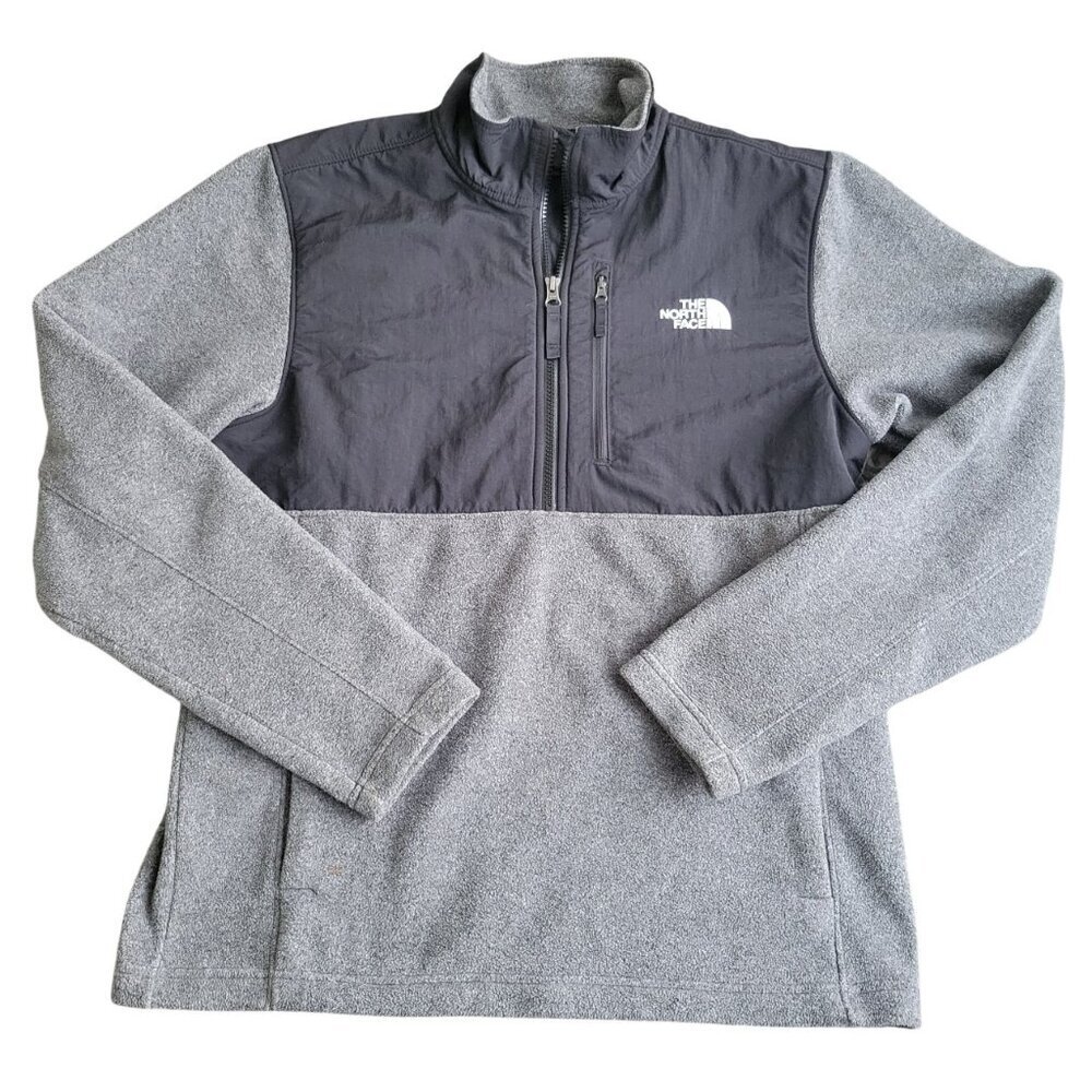 The North Face Men’s ½ Zipper Front Fleece Pullover Black/Gray Size M Medium - Picture 2 of 10